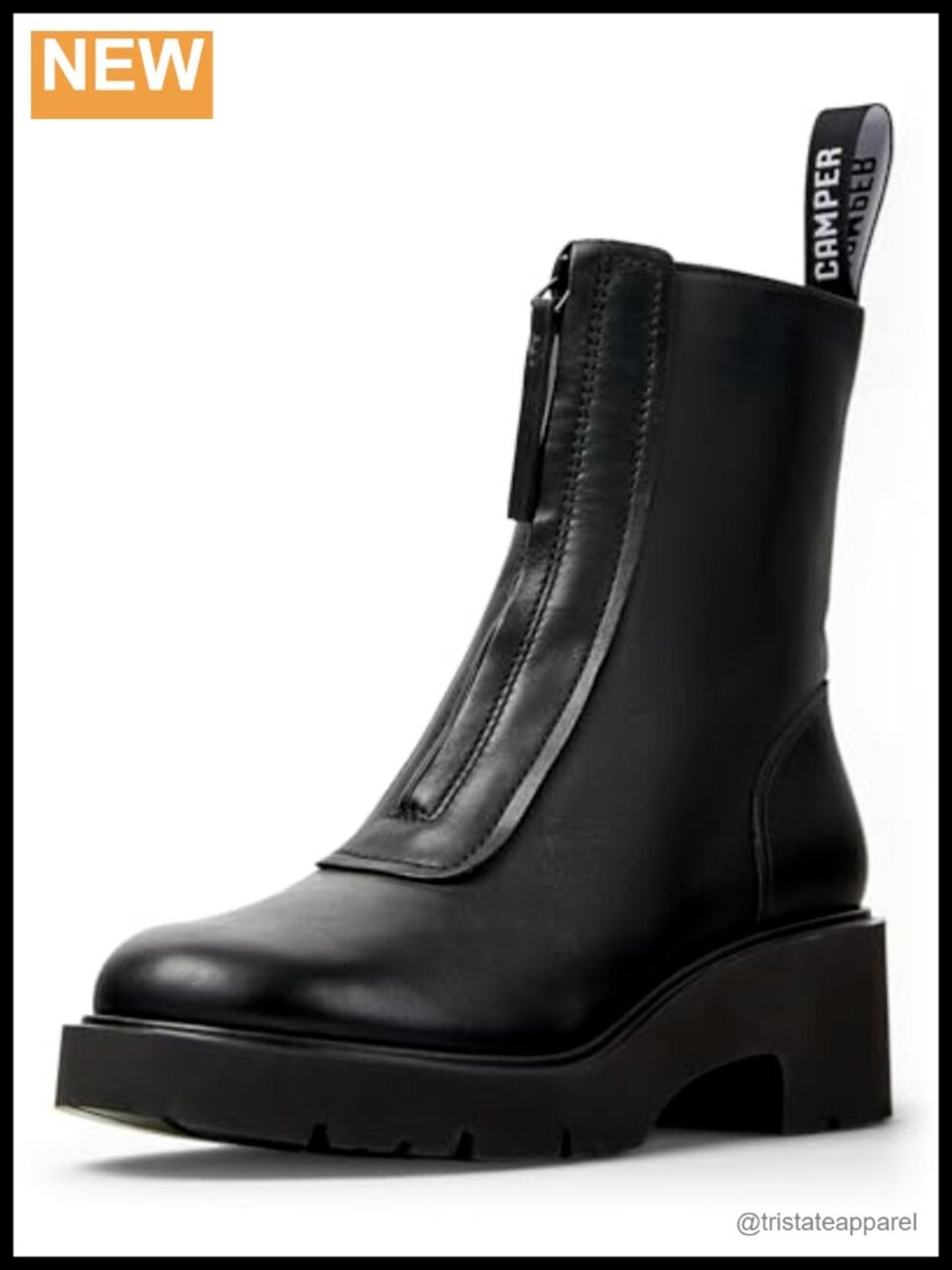 Leather Mid-Calf Zip Bootie Women's Block Heel Boots